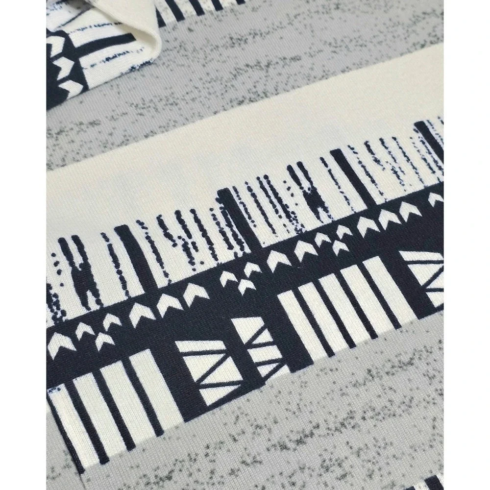 Womens Size XL Open Front Geometric Print Cardigan Navy‎ & Cream Soft